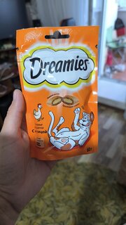 Корм для животных Dreamies, 60 г, для кошек, лакомство, курица, 52351 - фото 5 от пользователя