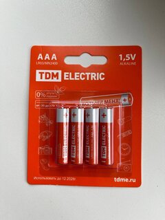 Батарейка TDM Electric, ААА (LR03, 24A), Alkaline, щелочная, 1.5 В, блистер, 4 шт, SQ1702-0006 - фото 2 от пользователя