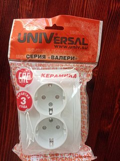 Розетка скрытой установки, 2 гнезда, с заземлением, 16 А, с защитными шторками, керамика, белая, UNIVersal, Валери, В0102x - фото 2 от пользователя
