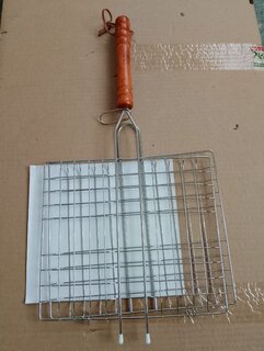 Решетка барбекю 440х210х200 мм, Гурман, хром, рукоятка дерево, плоская, 3085 - фото 5 от пользователя