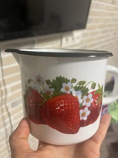 Кружка сталь, 1 л, Клубника садовая, Керченский металлургический завод, 40104-072/4, белая - фото 9 от пользователя