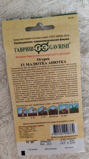 Семена Огурец, Малютка-Анютка F1, Семена от автора, цветная упаковка, Гавриш - фото 8 от пользователя