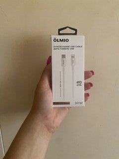 Кабель USB OLMIO, Type-C to Lightning 8-pin, 3 А, 1 м, 30W, белый, 041666 - фото 1 от пользователя