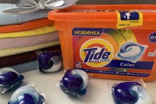 Капсулы для стирки Tide, Все в 1 Pods Color, для цветного и белого белья, 10 шт, капсула 16.8 г - фото 1 от пользователя