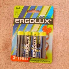 Батарейка Ergolux, АА (LR06, LR6), Alkaline 3+1 FREE, алкалиновая, 1.5 В, блистер, 4 шт, 12866 - фото 1 от пользователя