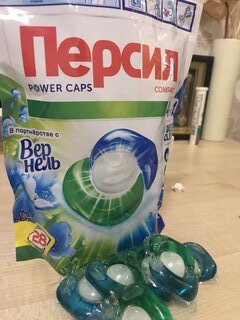Капсулы для стирки Персил, Power Caps 4в1 Свежесть Вернель, для белого белья, 28 шт - фото 3 от пользователя