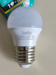 Лампа светодиодная E27, 5 Вт, 45 Вт, 220 В, шар, 3000 К, теплый белый свет, Camelion, 12028 - фото 6 от пользователя