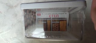 Банка для сыпучих продуктов, пластик, 1.1 л, 16х10х9.5 см, с крышкой, Idea, Степ, М 1296 - фото 1 от пользователя