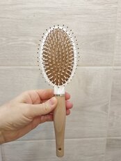 Расческа массажная, 24.5х7 см, пластик, деревянная ручка, Y9-113 - фото 1 от пользователя