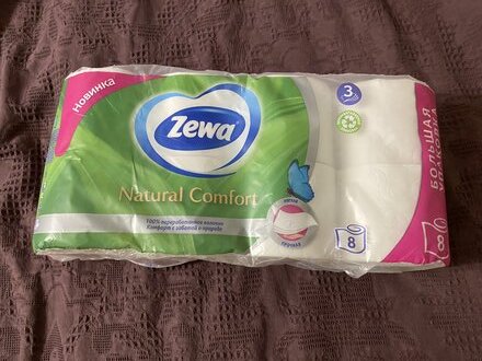 Туалетная бумага Zewa, Natural comfort, 3 слоя, 8 шт, 14 м, с втулкой, белая - фото 4 от пользователя