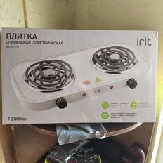 Плита электрическая Irit, IR-8120, 2000 Вт, 2 конфорки, спираль, эмаль, механическая, переключатель поворотный, белая - фото 1 от пользователя