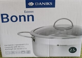 Кастрюля нержавеющая сталь, 2.5 л, с крышкой, крышка стекло, Daniks, Бонн, GS-01319-18CA, индукция - фото 3 от пользователя