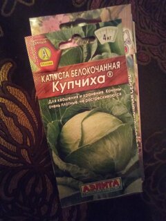 Семена Капуста белокочанная, Купчиха, 0.3 г, смесь, цветная упаковка, Аэлита - фото 1 от пользователя