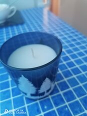 Свеча декоративная, 6.2х5.4 см, в стакане, синяя, Зимний лес, с декором, 350559146215775 - фото 9 от пользователя