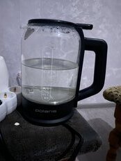 Чайник электрический Polaris, PWK 1720CGLD, черный, 1.5 л, 2150 Вт, скрытый нагревательный элемент, стекло - фото 2 от пользователя