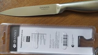 Нож кухонный Daniks, Ферра, универсальный, нержавеющая сталь, 12.5 см, рукоятка сталь, YW-A042-UT - фото 4 от пользователя