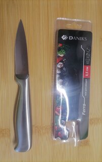 Нож кухонный Daniks, Ферра, для овощей, нержавеющая сталь, 9 см, рукоятка сталь, YW-A042-PA - фото 5 от пользователя