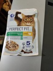 Корм для животных Perfect Fit, 75 г, для стерилизованных кошек и кастрированных котов, кусочки в соусе, курица, N1798 - фото 1 от пользователя