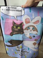 Полотенце кухонное вафельное, 45х60 см, 100% хлопок, Кис-кис, в ассортименте, Россия, Трт3109-1/150 - фото 5 от пользователя