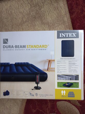 Матрас надувной Intex, 203х152х25 см, 64765, насос внешний, ручной, флокированный, с подушками, 273 кг - фото 8 от пользователя