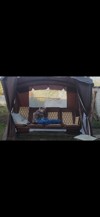 Качели садовые 4-местные, 232х125х195 см, 380 кг, Arno, Оазис Люкс+, раскладываются в кровать, с москитной сеткой, коричневые, полусоты, 2016-КД- 40/Л+, металл - фото 5 от пользователя