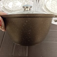 Кастрюля алюминий, антипригарное покрытие, 3 л, с крышкой, крышка стекло, Kukmara, Кофейный мрамор, кмк32а - фото 6 от пользователя