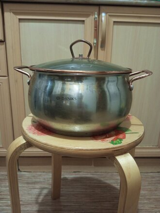 Кастрюля нержавеющая сталь, 5.8 л, с крышкой, крышка стекло, Daniks, Карлин, GS-01332G-24, индукция - фото 3 от пользователя