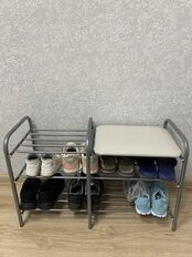 Полка для обуви, металл, 3 секции, 79х33х50 см, с сиденьем, серая, Nika, ЭТЛ3/С - фото 2 от пользователя