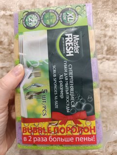 Губка для посуды, 5 шт, XL, bubble-поролон, Master Fresh, в ассортименте - фото 9 от пользователя