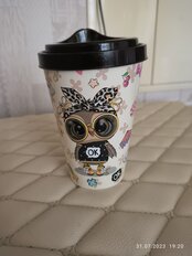 Стакан 420 мл, пластик, с крышкой, с декором, в ассортименте, 41590/00 - фото 2 от пользователя