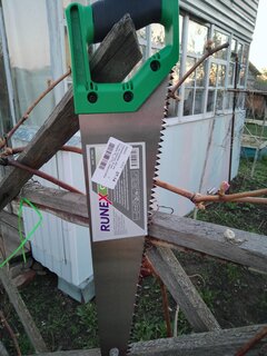 Ножовка по дереву, 400 мм, 3.5 TPI, рукоятка двухкомпонентная, Runex, Green, 577441 - фото 2 от пользователя