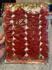 Набор елочных украшений Банты, 24 шт, красный, 6х5.5 см, текстиль, SYHDJ-341962A - фото 4 от пользователя