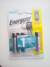 Батарейка Energizer, ААА (LR03, R3), Alkaline Max Plus, алкалиновая, 1.5 В, блистер, 6 шт, E301322102 - фото 1 от пользователя