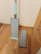 Швабра плоская, микрофибра, 130х35х12 см, бирюзовая, с вертикальным отжимом, бирюзовая, Y4-6715 - фото 9 от пользователя