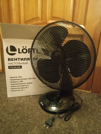 Вентилятор настольный, Lofter, 30 Вт, 3 скорости, поворотный, черный, FT30-B6 (blk) - фото 3 от пользователя