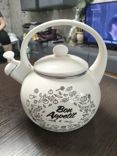 Чайник сталь, эмалированное покрытие, 2.2 л, со свистком, Daniks, Bon Appetit, индукция - фото 5 от пользователя