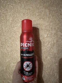 Репеллент от кровососущих насекомых, клещей, аэрозоль, Picnic, Extreme, 150 мл, 4650056492524 - фото 8 от пользователя