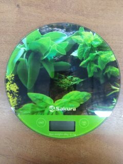 Весы кухонные электронные, стекло, Sakura, SA-6076G, точность 1 г, до 8 кг, зелень - фото 1 от пользователя