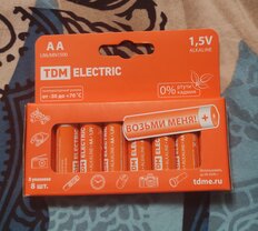 Батарейка TDM Electric, АА (LR6, 15A), Alkaline, щелочная, 1.5 В, коробка, 8 шт, SQ1702-0009 - фото 6 от пользователя