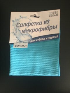 Салфетка бытовая для стекол и зеркал, микрофибра, 35х40 см, Bossclean - фото 6 от пользователя