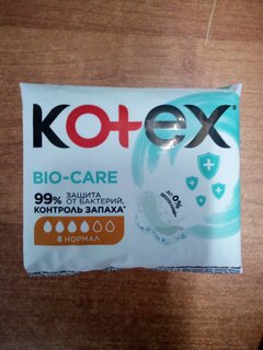 Прокладки женские Kotex, Bio-Care нормал, 8 шт, 9426150 - фото 1 от пользователя