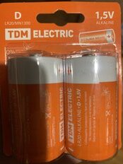 Батарейка TDM Electric, D (LR20), Alkaline, щелочная, 1.5 В, блистер, 2 шт, SQ1702-0012 - фото 9 от пользователя