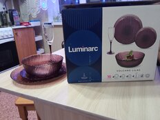 Сервиз столовый стекло, 16 предметов, на 4 персоны, Luminarc, Вулкан лилак, O0251, с бокалами для шампанского - фото 1 от пользователя