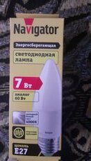 Лампа светодиодная E27, 7 Вт, 60 Вт, 220 В, свеча, 4000 К, нейтральный белый свет, Navigator, 94494 - фото 2 от пользователя