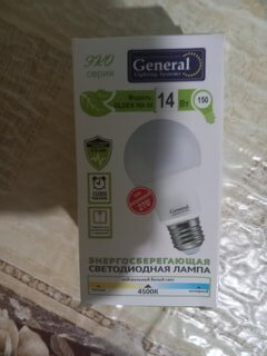 Лампа светодиодная E27, 14 Вт, 230 В, груша, 4500 К, нейтральный белый свет, General Lighting Systems, GLDEN-WA60, WA60, 637100 - фото 1 от пользователя