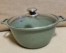 Кастрюля алюминий, антипригарное покрытие, 3 л, с крышкой, крышка стекло, Kukmara, Фисташковый Мрамор, кмф32а - фото 4 от пользователя