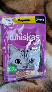 Корм для животных Whiskas, 75 г, для взрослых кошек 1+, кусочки в желе, курица, пауч, G8459 - фото 1 от пользователя