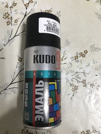 Эмаль аэрозольная, KUDO, универсальная, алкидная, матовая, черная, RAL 9005, 210 мл - фото 2 от пользователя