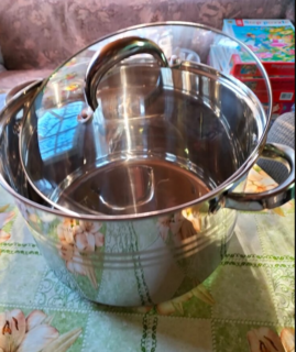 Кастрюля нержавеющая сталь, 9 л, с крышкой, крышка стекло, Daniks, Общепит, SD-6BP-9, индукция - фото 8 от пользователя