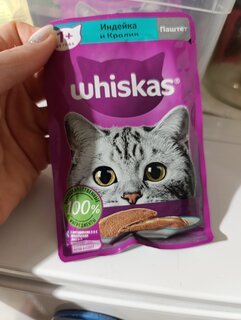 Корм для животных Whiskas, 75 г, для взрослых кошек 1+, паштет, индейка/кролик, пауч, G8471 - фото 2 от пользователя